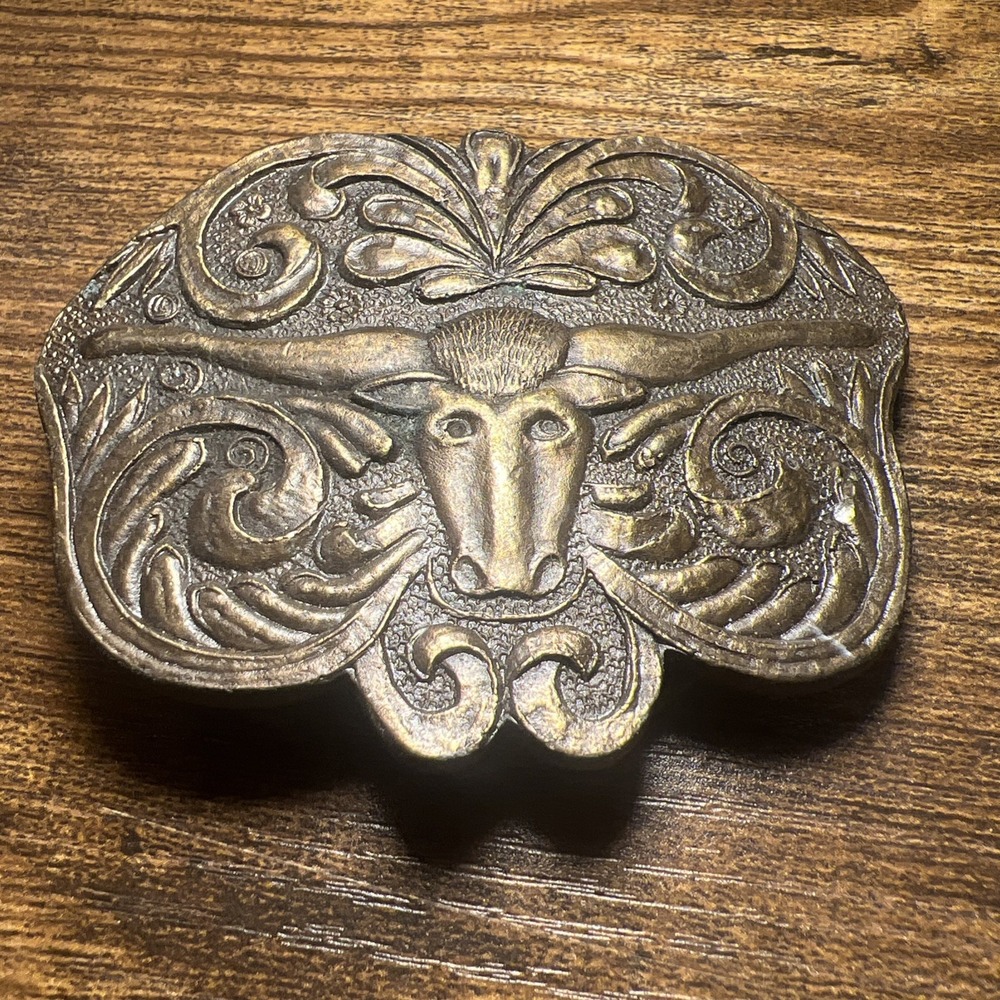 Longhorn Vintage Western Artisan Belt Buckle Bergamot Brass Works - RARE B-144